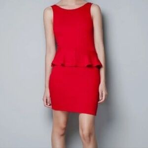 Zara Cocktail Red Peplum Traffaluc DressSize M. Valentine's Day